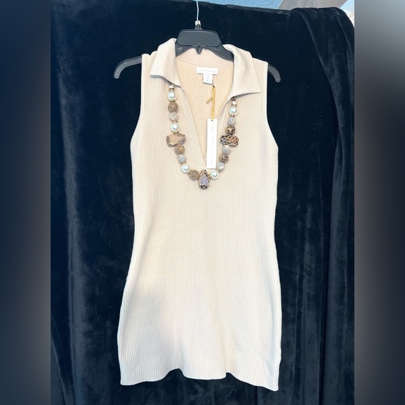 🤎HOUSE OF HARLOW Ribbed Collared Dress Sculpt Knit Polo Dress-SZ M🤎NWT - Picture 6 of 16